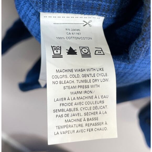 Men's Pendleton long sleeve blue plaid button down Mason shirt cotton medium - Picture 9 of 9